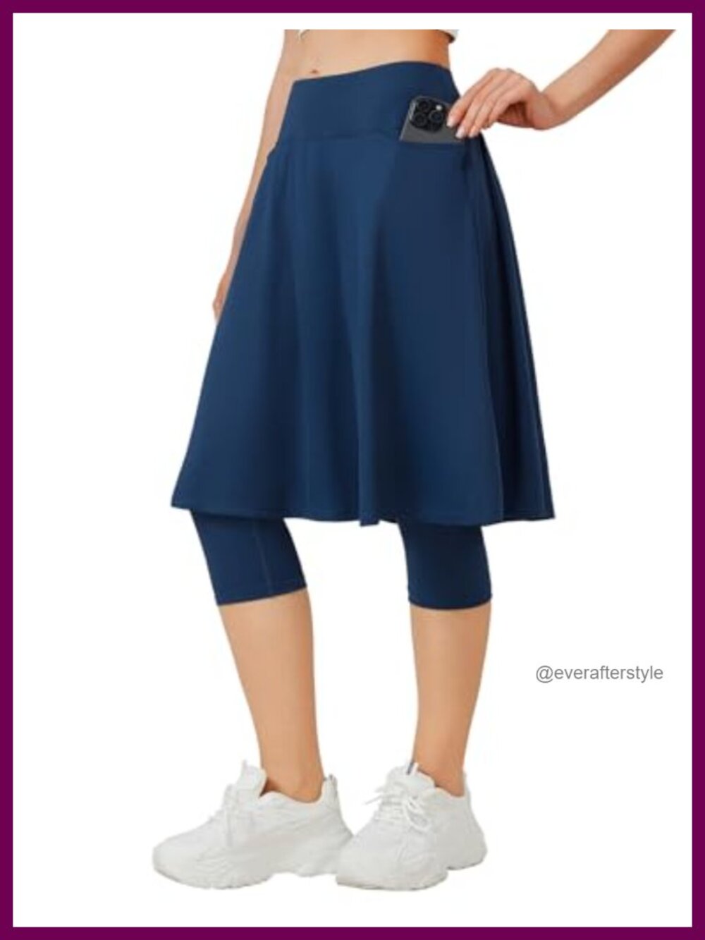 Women's Skirted Leggings with Skirt 24" Knee-Length Athletic Skort